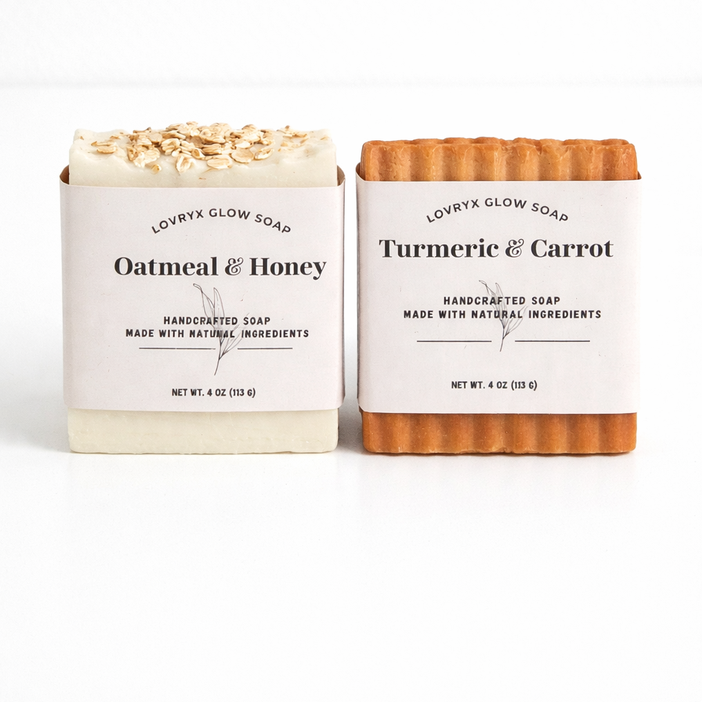 Lovryx Glow Soap Bundle (Turmeric & Carrot + Oatmeal & Honey)